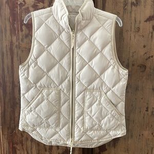 J. CREW | sz M Women's Tan Puffer Quilted Herringbone Excursion Vest